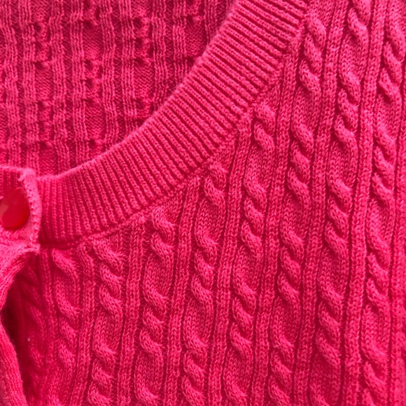 Talbots Cardigan 100% Pima Cotton Sweater Pink Cable Knit Button Front Womens XL - Picture 7 of 15
